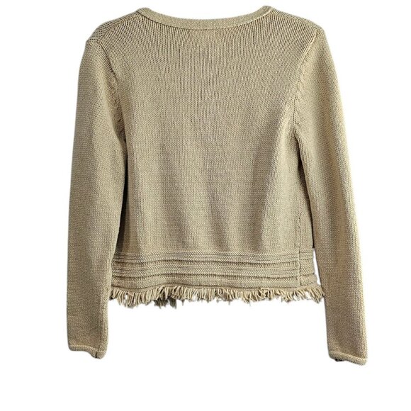 Artisan NY Cardigan Boho Fringe Knit Beige Open Front Sweater - Picture 7 of 9